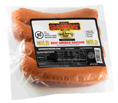 Showboat Beef Sausages Mild 12 Oz - 12 OZ - Image 1