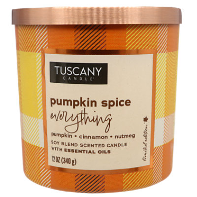 Tuscany Pumpkin Spice Plaid Candle - 12 OZ - Image 1