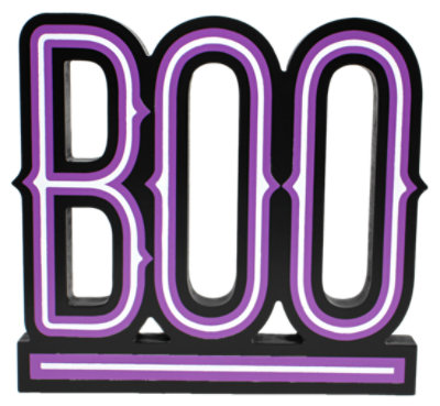 Ssel Black Neon Boo Wood Sign - EA - safeway