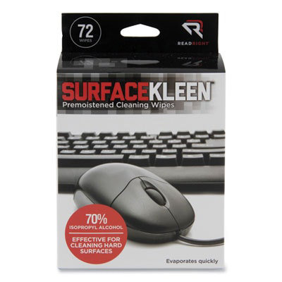 Read Right SurfaceKleen Premoistened Alcohol Cleaning Wipes, 5 x 5, Individual Foil Packets, Unscented, White, 72/Box - Image 1