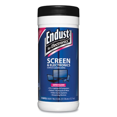 Endust Antistatic Cleaning Wipes, Premoistened, 5 x 7, Clean Scent, White, 70/Canister - Image 1