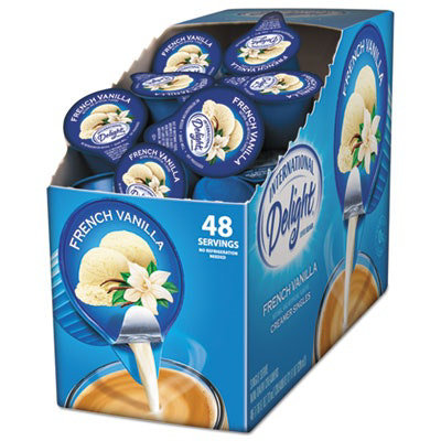 International Delight Flavored Liquid Non-Dairy Coffee Creamer, French Vanilla, 0.4375 oz Cup, 48/Box - Image 1