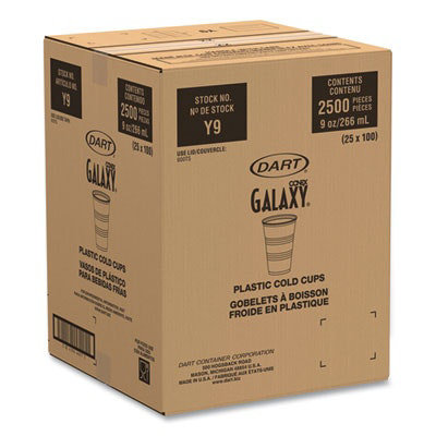 Dart High-Impact Polystyrene Cold Cups, 9 oz, Translucent, 100 Cups/Sleeve, 25 Sleeves/Carton - Image 2