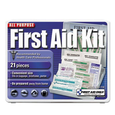 First Aid Only All-Purpose First Aid Kit, 21 Pieces, 4.75 x 3, Plastic Case - Image 1