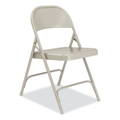 NPS 50 Series All-Steel Folding Chair, Supports Up to 500 lb, 16.75" Seat Height, Gray Seat, Gray Back, Gray Base, 4/Carton - Image 2