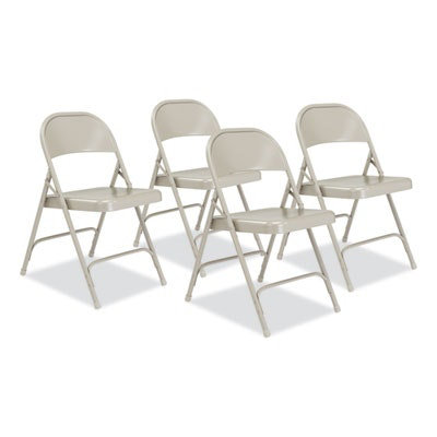 NPS 50 Series All-Steel Folding Chair, Supports Up to 500 lb, 16.75" Seat Height, Gray Seat, Gray Back, Gray Base, 4/Carton - Image 1
