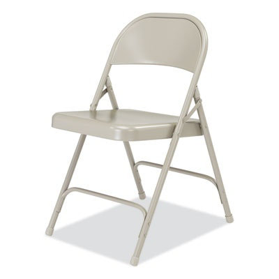 NPS 50 Series All-Steel Folding Chair, Supports Up to 500 lb, 16.75" Seat Height, Gray Seat, Gray Back, Gray Base, 4/Carton - Image 3