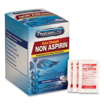 PhysiciansCare Pain Relievers/Medicines, XStrength Non-Aspirin Acetaminophen, 2/Packet, 125 Packets/Box - Image 2