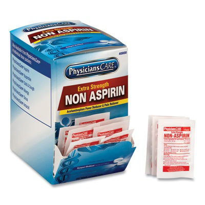 PhysiciansCare Pain Relievers/Medicines, XStrength Non-Aspirin Acetaminophen, 2/Packet, 125 Packets/Box - Image 1