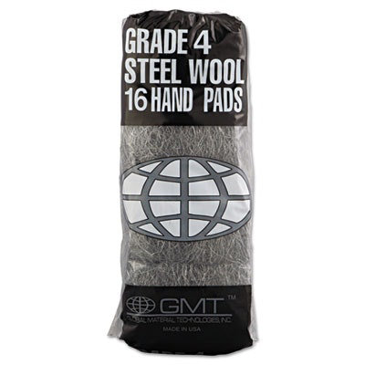 GMT Industrial-Quality Steel Wool Hand Pads, #4 Extra Coarse, Steel Gray, 16 Pads/Sleeve, 12 Sleeves/Carton - Image 3