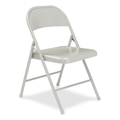 BASICS by NPS 900 Series All-Steel Folding Chair, Supports Up to 250 lb, 17.75" Seat Height, Gray Seat, Gray Back, Gray Base, 4/Cartpn - Image 2
