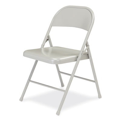 BASICS by NPS 900 Series All-Steel Folding Chair, Supports Up to 250 lb, 17.75" Seat Height, Gray Seat, Gray Back, Gray Base, 4/Cartpn - Image 3
