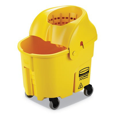Rubbermaid WaveBrake Institution Bucket and Wringer Combos, Down-Press, 35 qt, Plastic, Yellow - Image 1