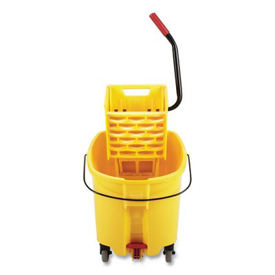 Rubbermaid WaveBrake 2.0 Bucket/Wringer Combos, Down-Press, 44 qt, Plastic, Yellow - Image 4
