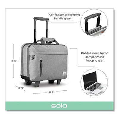 Solo Re:Start Underseat Rolling Case, 15.6”, 16 x 6 x 14, Light Gray - Image 4