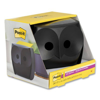 Post-it Owl-Shaped Dispenser, For 3 x 3 Pads, Black, Includes 45-Sheet Citron Super Sticky Dispenser Pop-Up Pad - Image 2