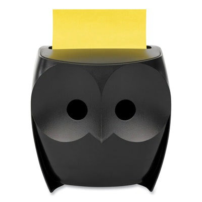 Post-it Owl-Shaped Dispenser, For 3 x 3 Pads, Black, Includes 45-Sheet Citron Super Sticky Dispenser Pop-Up Pad - Image 1