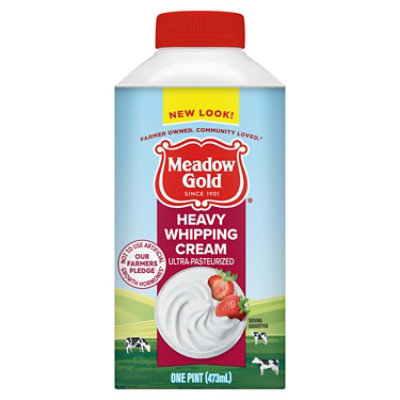 Meadow Gold Cream Heavy Whipping Cream Ultra-pasteurized Pint Paper Carton Gable Top/tetra Top - 1 PT - Image 1