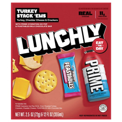 Lunchly Turkey Snack 'ems Turkey Cheddar Cheese Crackers, Prime Hydration ,feastables Milk Ch 14.9oz - 14.9 OZ - Image 3