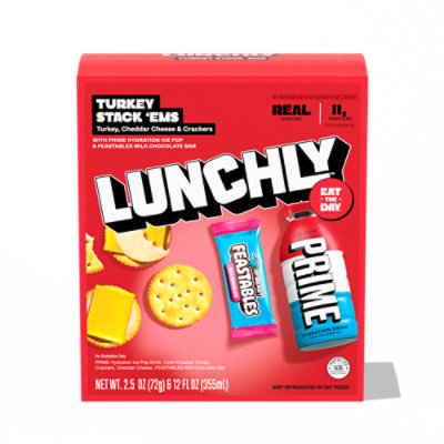 Lunchly Turkey Snack 'ems Turkey Cheddar Cheese Crackers, Prime Hydration ,feastables Milk Ch 14.9oz - 14.9 OZ - Image 2