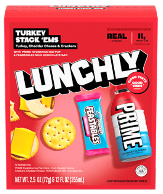 Lunchly Turkey Snack 'ems Turkey Cheddar Cheese Crackers, Prime Hydration ,feastables Milk Ch 14.9oz - 14.9 OZ - Image 1