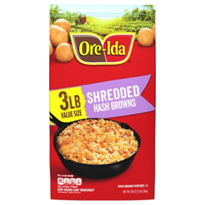 Ore-Ida Shredded Hash Browns Frozen Potatoes Value Size - 3 lb - Image 1