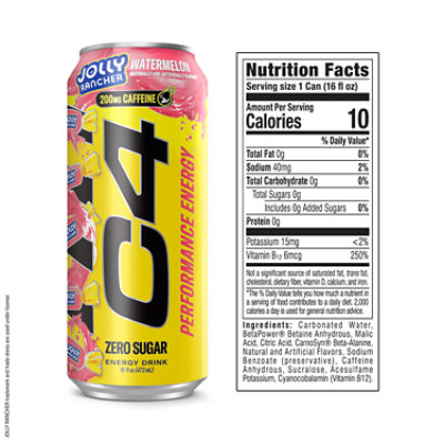 C4 Performance Energy Jolly Rancher Watermelon - 16 Fl. Oz. - Image 3