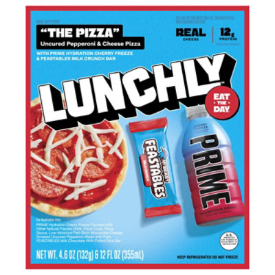 Lunchly Pizza Party, Pepperoni And Cheese Pizza, Feastables Milk Crunch Bar, Prime Hydration 14.9 Oz - 14.9 OZ - Image 3