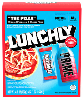 Lunchly Pizza Party, Pepperoni And Cheese Pizza, Feastables Milk Crunch Bar, Prime Hydration 14.9 Oz - 14.9 OZ - Image 1