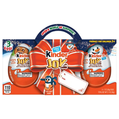 Kinder Joy Egg Holiday Toy Sweet Cream Chocolatey Wafer Bites 3 Count - 2.1 Oz - Image 1