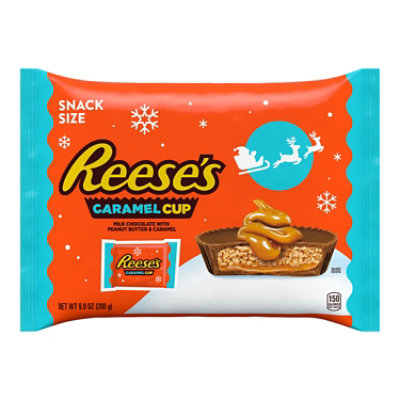 REESE'S Caramel Milk Chocolate Snack Size Peanut Butter Cups Christmas Candy Bag - 9.9 Oz - Image 1