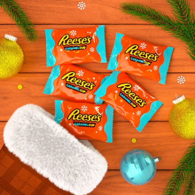 REESE'S Caramel Milk Chocolate Snack Size Peanut Butter Cups Christmas Candy Bag - 9.9 Oz - Image 4