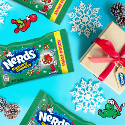 NERDS Gummy Clusters Frosty Holiday Red and Green Candies Share Pouch - 3 Oz - Image 3
