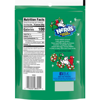 NERDS Gummy Clusters Frosty Holiday Red and Green Candies Resealable Bag - 8 Oz - Image 2