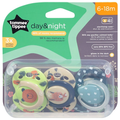 Tommee Tip Fun Sty Gl In Drk Paci 6-18m - 3 CT - Image 1