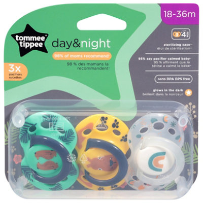 Tommee Tip Fun Sty Gl In Drk Paci 18-36m - 3 CT - Image 1