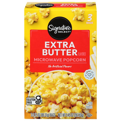 Signature Select Popcorn Microwave Extra Butter 3-3.15 Oz - 3-3.15 OZ