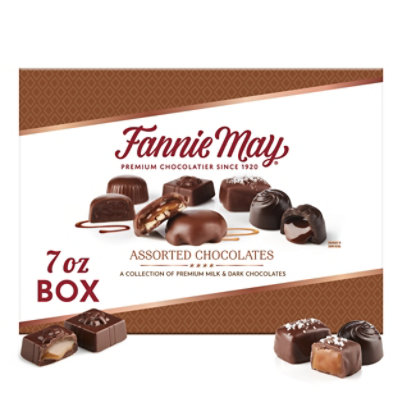 Fannie May Assorted Flavor Milk and Dark Chocolates Holiday Gift Box - 7 Oz - Image 1