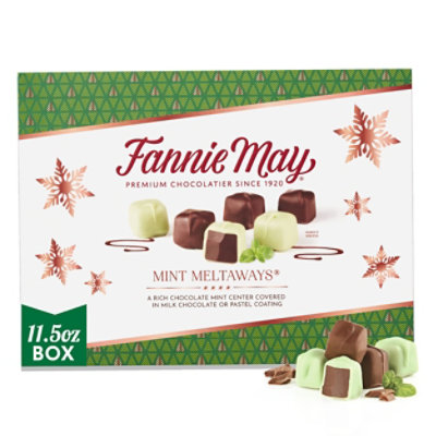Fannie May Mint Meltaway Mint Chocolate Candy with Milk Chocolate Pastel Coating Holiday Gift Box - 11.5 Oz - Image 1