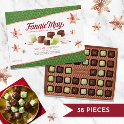 Fannie May Mint Meltaway Mint Chocolate Candy with Milk Chocolate Pastel Coating Holiday Gift Box - 11.5 Oz - Image 4