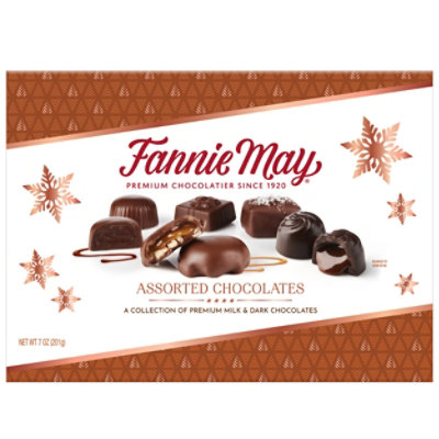 Fannie May Assorted Flavor Milk and Dark Chocolates Holiday Gift Box - 7 Oz - Image 1