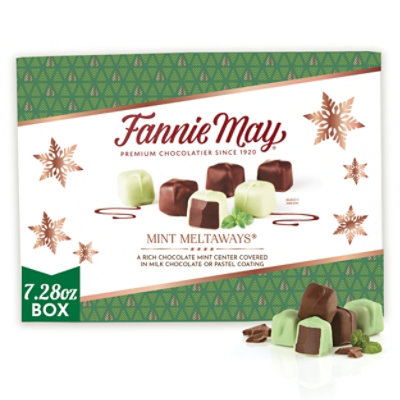 Fannie May Mint Meltaways Chocolate Candy with Milk Chocolate Pastel Coating Gift Box - 7.28 Oz - Image 1