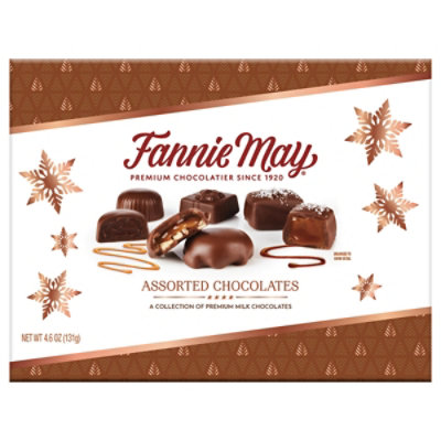 Fannie May Premium Assorted Caramel and Milk Chocolate and Holiday Gift Box - 4.6 Oz - Image 1