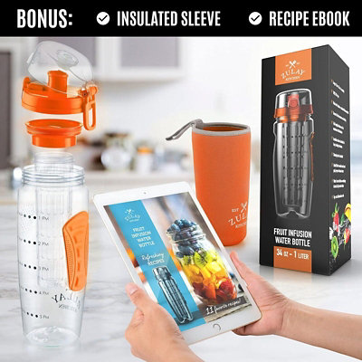 Zulay Kitchen Portable Water Bottle with Fruit Infuser - Sunrise Orange - Image 3