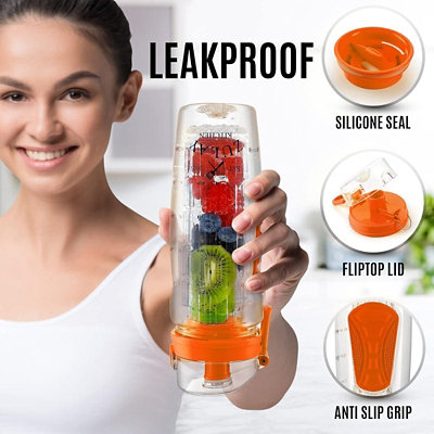 Zulay Kitchen Portable Water Bottle with Fruit Infuser - Sunrise Orange - Image 4