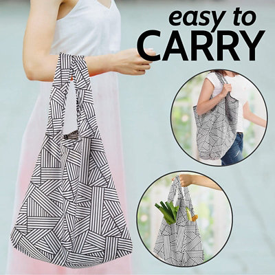 Zulay Kitchen Reusable Grocery Bags - 5 Pack - Black & White Patterns - Image 3