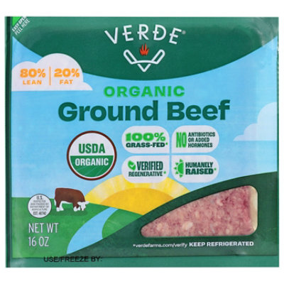 Verde Grass Fed Organic Ground Beef 80/20 - 16 OZ - Image 2