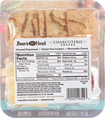 Boars Head Uncured Sopressata Mozzarella & Gluten Free Cracker Tray - 1.75 OZ - Image 5
