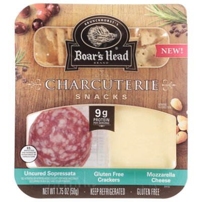 Boars Head Uncured Sopressata Mozzarella & Gluten Free Cracker Tray - 1.75 OZ - Image 1