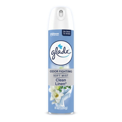 Glade Air Freshener Soft Mist Aerosol, Clean Linen - 8 Oz. - 8 OZ - Image 1